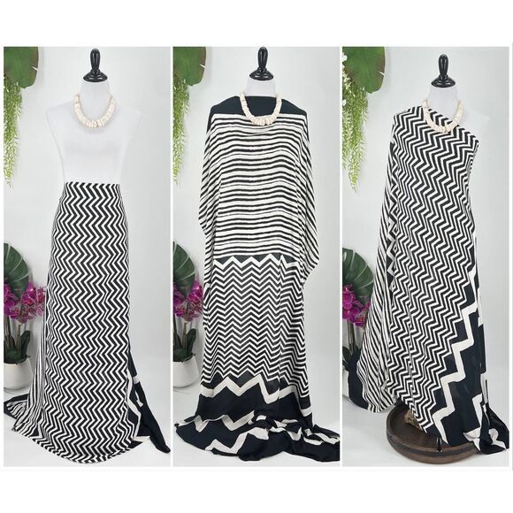 COPY - Black /White Chevron SARONG Kīkepa PareoBeach Wrap Skirt Summer Scarf - Picture 4 of 4